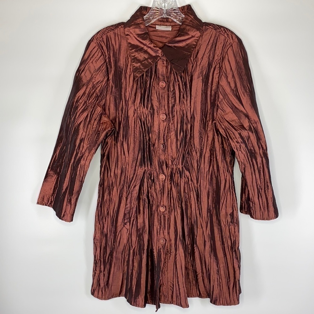 Noelle Burgundy Crinkled Tunic Jacket Size 8/10